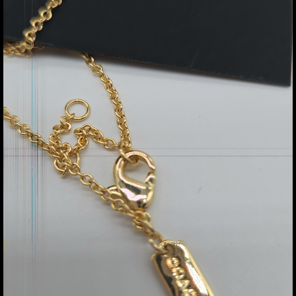 NC2 - Coach Gold Necklace with Pink And Red Pave Heart Pendant - Picture 9 of 11